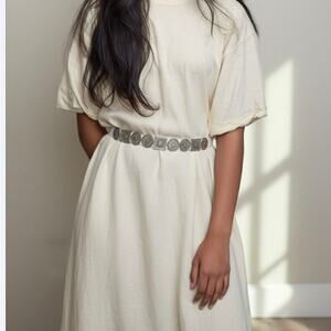 Antoniazzi Firenzi White Leather Belt Italian Made Metal Concho Detail Size M